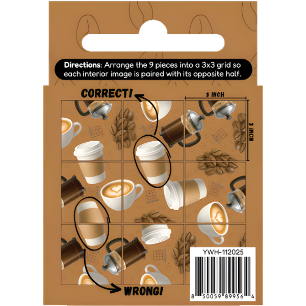 Squzzle Coffee 9-Tile Edge-Matching Puzzle, Boxed