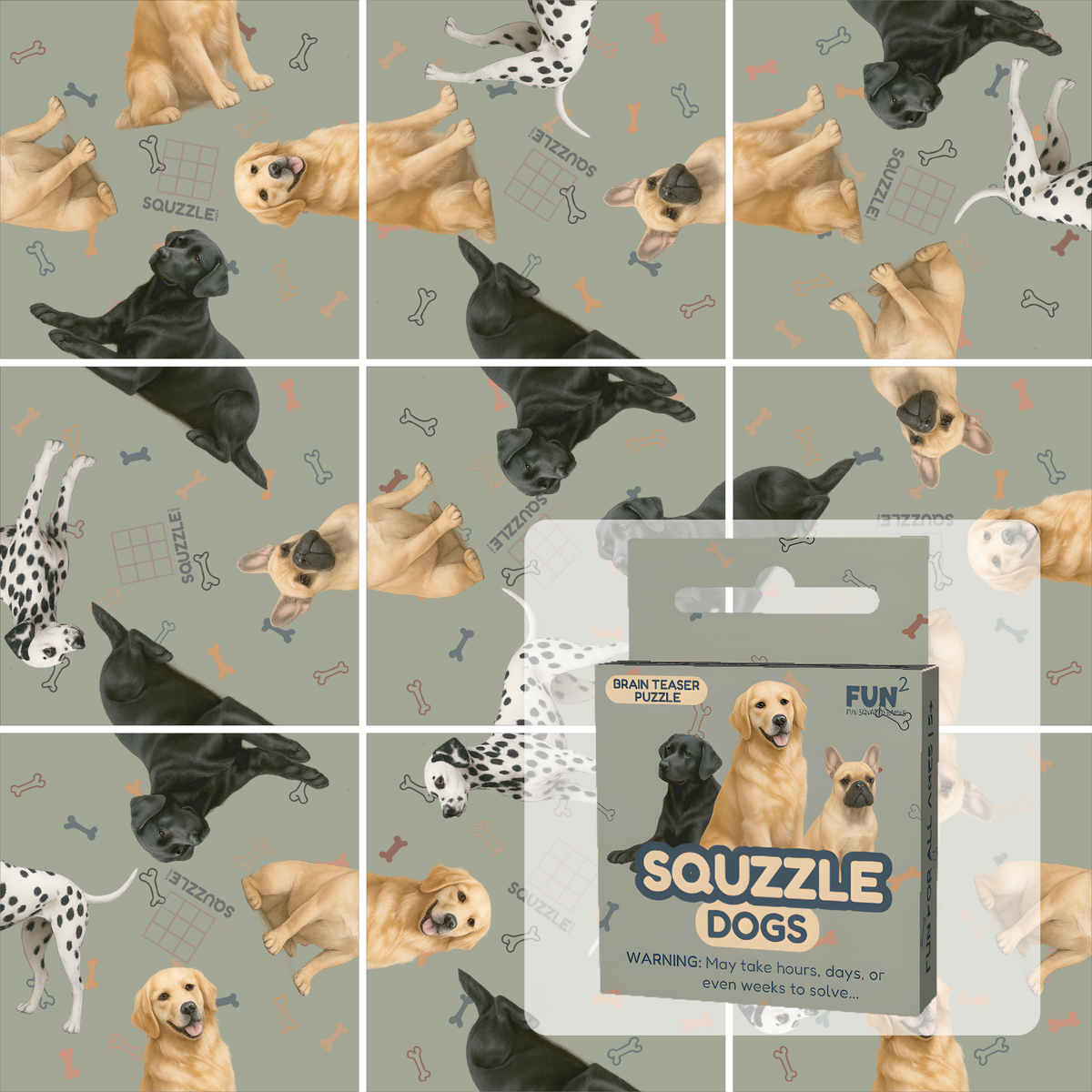 Squzzle Dogs 9-Tile Edge-Matching Puzzle, Boxed