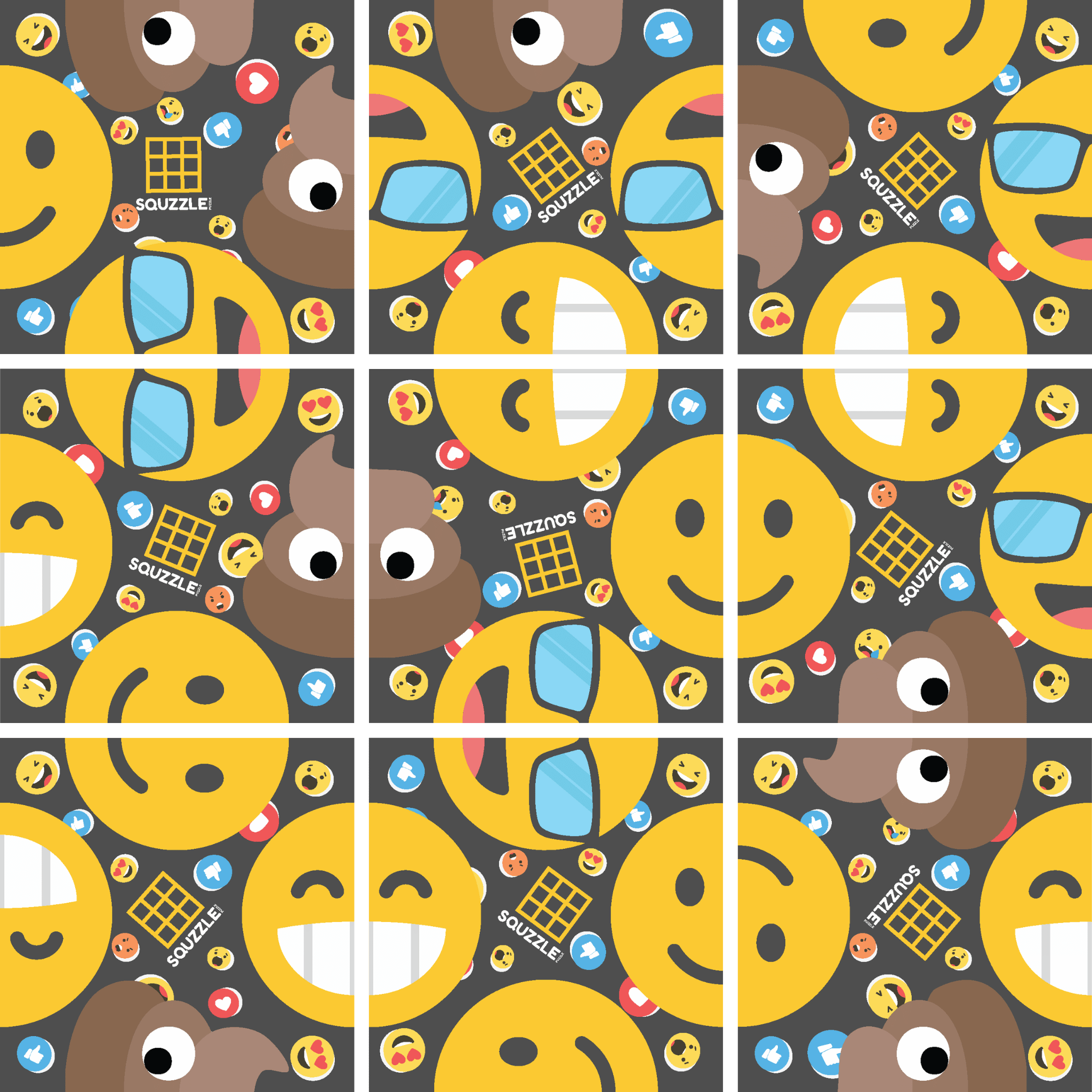 EMOJI Squzzle Puzzle: 9-piece brain teasing square puzzle – Fun Squared ...