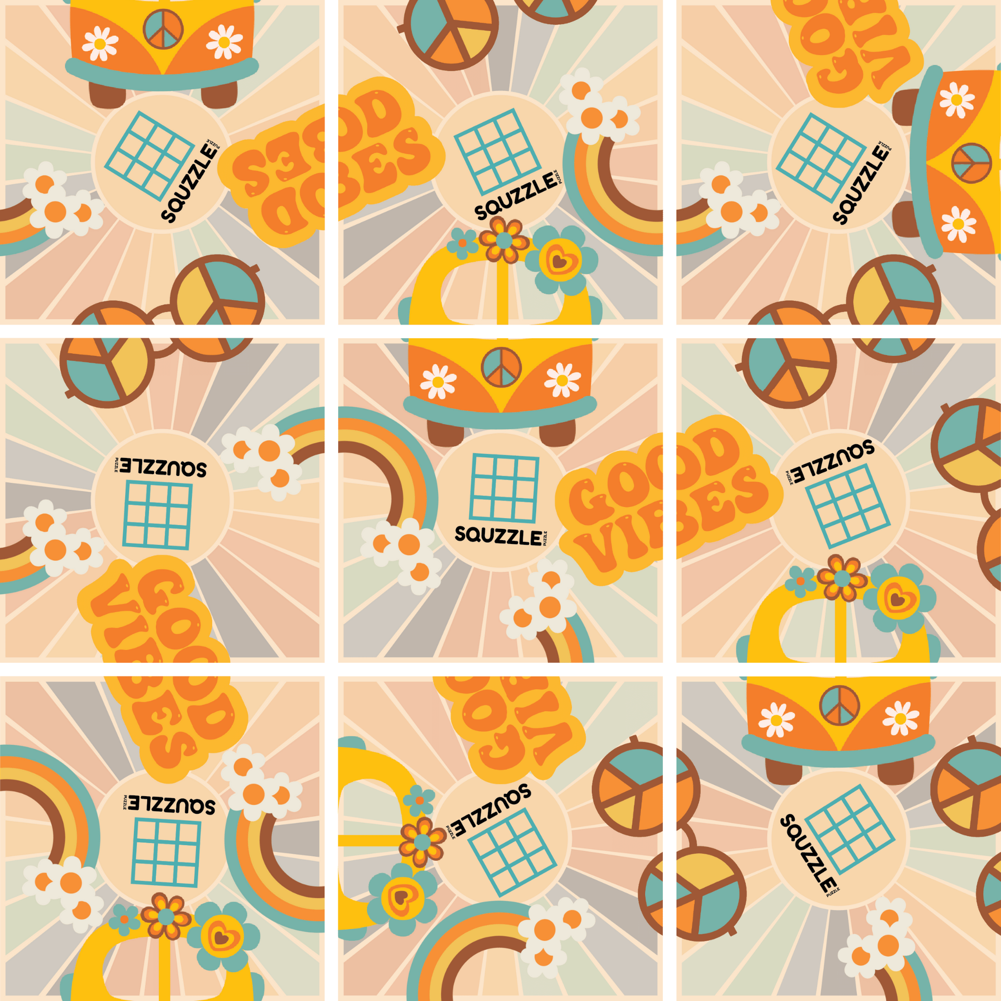 GOOD VIBES Squzzle Puzzle: 9-piece brain teasing square puzzle – Fun ...