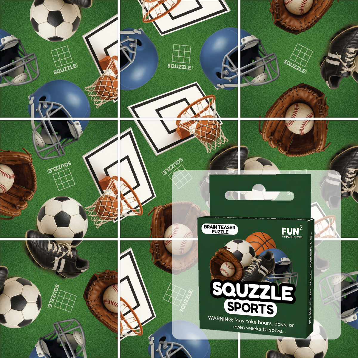 Squzzle Sports 9-Tile Edge-Matching Puzzle, Boxed