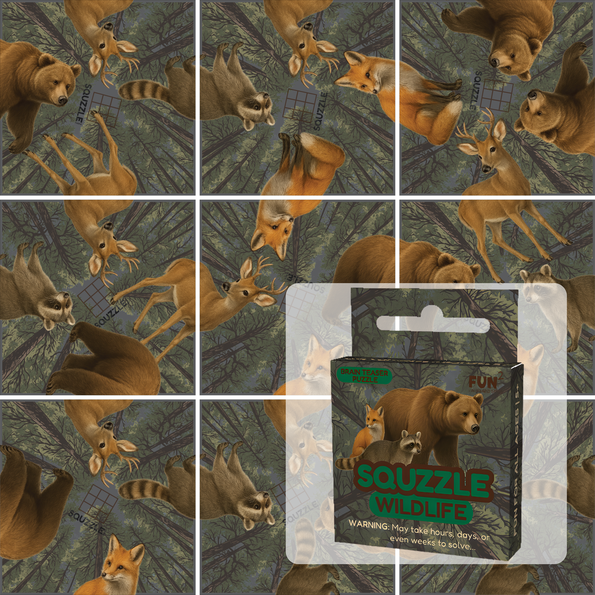 Squzzle Wildlife 9-Tile Edge-Matching Puzzle, Boxed