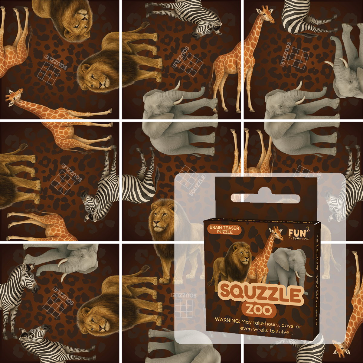 Squzzle Zoo 9-Tile Edge-Matching Puzzle, Boxed