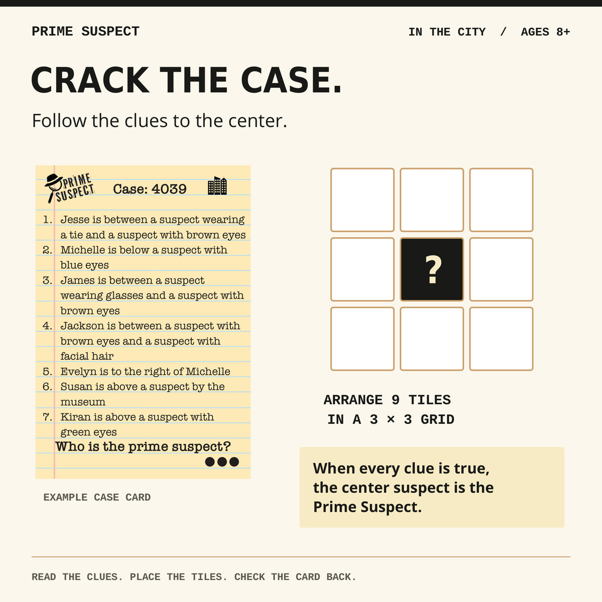 City Expert case 4039 beside a conceptual 3x3 grid with its center highlighted
