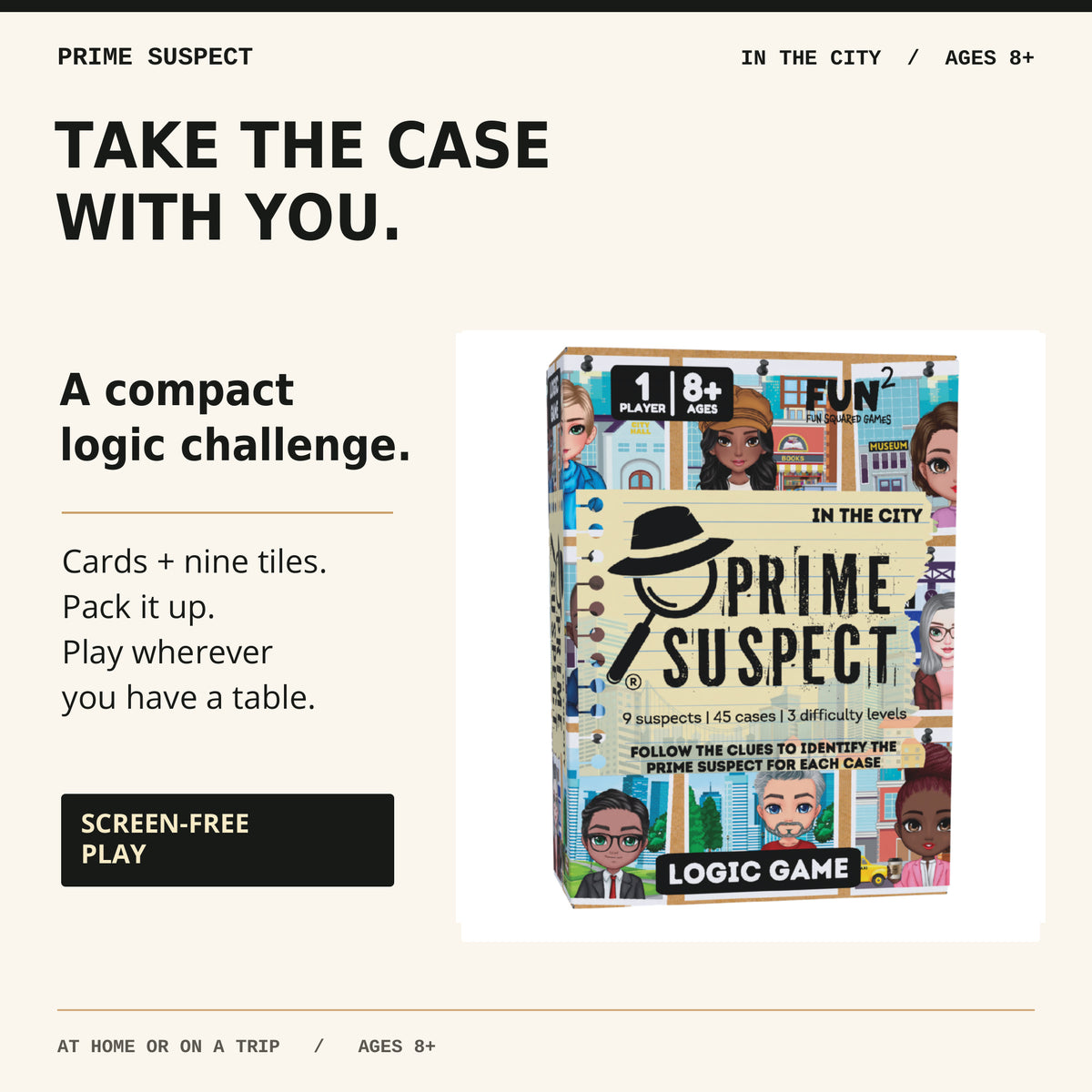 Compact Prime Suspect In the City box for screen-free logic play